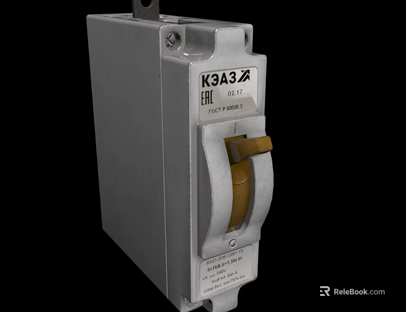 Industrial Metal Switch Panel With K3A3 Model And Yellow Toggle Switch 3d model 