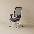 Modern Office Chair With Mesh Backrest Gray Seat Cushion Armrests And Silver Base With Wheels