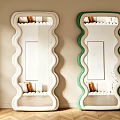 Wavy Design Mirrors with White and Green Frames in Modern Living Room Interior