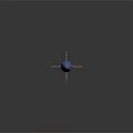 Rusty Military Missile Model with Blue Tip and Multiple Fins on Dark Background
