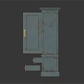 Vintage Blue Storage Cabinet With Open Double Doors And Drawers Gold Handles