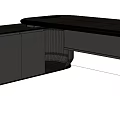 Modern Sleek Desk With Dark Wooden Top And Curved Metal Frame Design