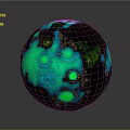 Glowing Green And Blue Sphere With Textured Surface On Dark Background