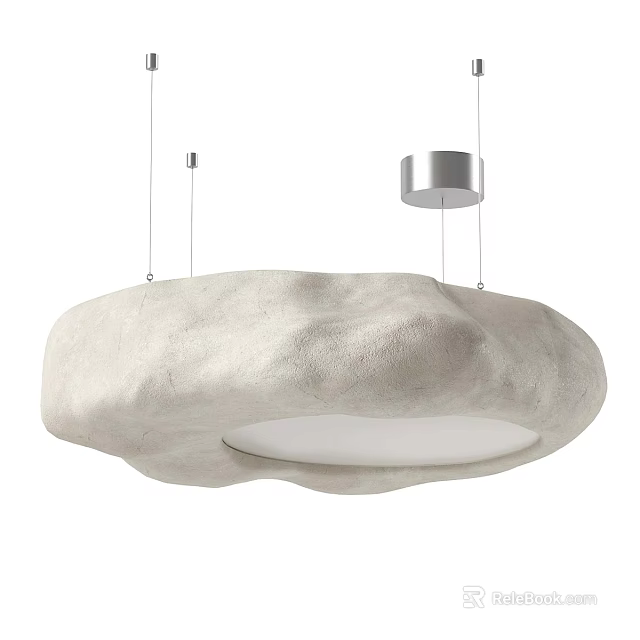 Modern Textured Concrete Chandelier With Irregular Shape And Soft White Light 3d model 