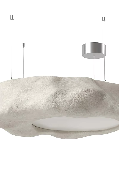 Modern Textured Concrete Chandelier With Irregular Shape And Soft White Light 3d model