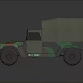 Camouflage Military Truck 3D Rendering With Green Cargo Bed And Front Headlights