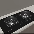 Modern Black Gas Stove with Two Burners on Light Countertop and Wooden Cabinets