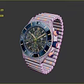 Luxury Modern Watch with Blue Chronograph Dial and Stainless Steel Rose Gold Bracelet