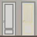 White Hinged Doors With Golden Handles And Glass Panes Modern Design