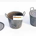 Rustic Industrial Equipment Vintage Metal Buckets with Lids and Worn Surface