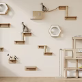 Wooden Cat Wall Furniture With Climbing Platforms Hexagonal Nests And Perches