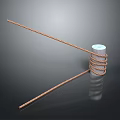 Coiled Metallic Braided Rope Wrapped Around Cylinder Spool With Smooth Surface Design