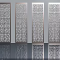 Four Blue Swing Doors With Intricate Laser Cut Geometric Patterns Design 3d model