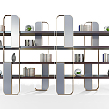 Light Luxury Bookshelf Metal Bookshelf 3d model