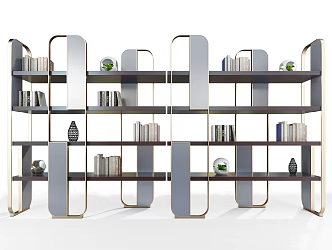 Light Luxury Bookshelf Metal Bookshelf 3d model