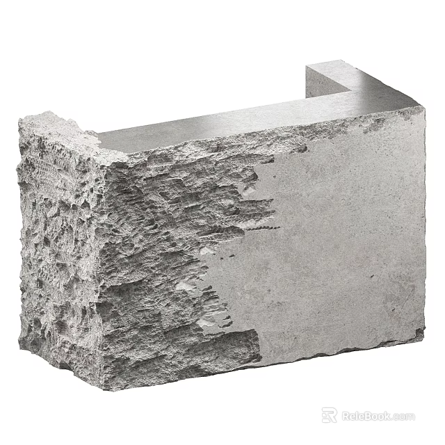 Modern Industrial Reception Desk Made Of Concrete With Textured Exterior And Sleek Top 3d model 