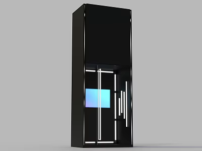 Sleek Black Vertical Cabinet With Blue Purple Gradient Display And White Line Decor 3d model