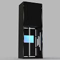 Sleek Black Vertical Cabinet With Blue Purple Gradient Display And White Line Decor