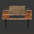 Wooden and Metal Workbench with Multiple Drawers and Shelves Tools and Paint Bottles