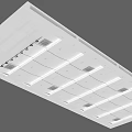 White Suspended Ceiling With Linear Light Strips And Recessed Vent Panels 3d model