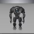 Mechanical Robot Character 3D Model With Metallic Silver Design And Blue Chest Light 3d model
