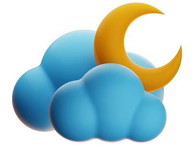 Decorative Ornament Set with Blue Clouds and Yellow Moon for Home Decor 3d model