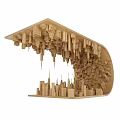 Wooden City Model With Skyscrapers And 3D Architectural Structure Design