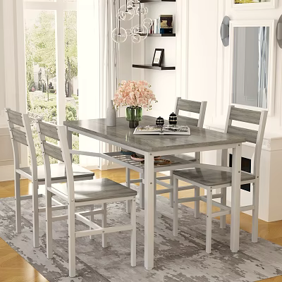 Elegant Modern Dining Room With White Table Chairs Pink Flowers And Natural Light 3d model