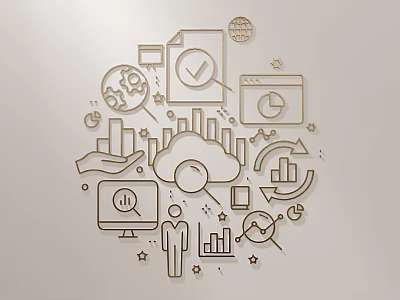 Decorative Wall Hanging Ornament With Icon Elements And Infographic Line Art 3d model