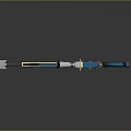 Blue And Gold Tactical Sniper Rifle With Scope And Detailed Modern Design Features Bullets