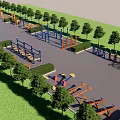 Outdoor Sports Equipment With Parallel Bars Horizontal Bars Swings And Balance Beams In Park