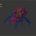 Sci Fi Fantasy Game Movie Character With Multiple Red Legs Green Purple Bumpy Body Texture