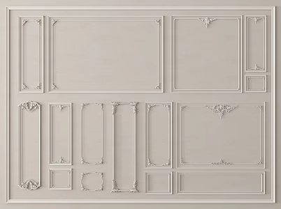 French plaster line plaster line background wall sofa background wall bedroom background wall 3d model