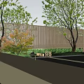 Modern Garden Landscape Design With High Rise Residential Buildings Green Trees And Stone Walls