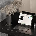 Modern Dressing Table Interior Design With Dark Gray Storage Cabinets And Mirror Top
