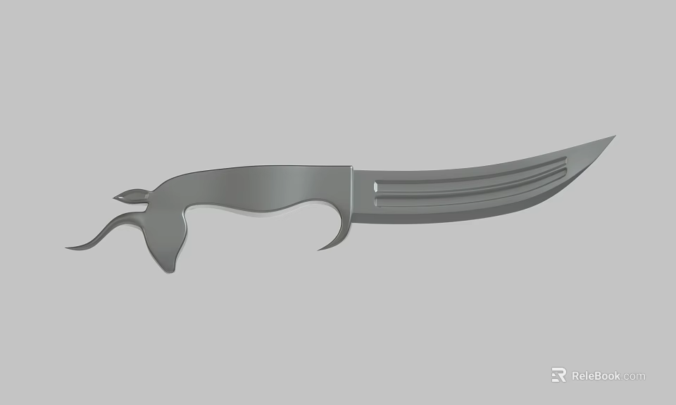 Curved Blade Weapon With Unique Metallic Handle And Sleek Modern Design 3d model 
