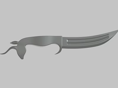 Curved Blade Weapon With Unique Metallic Handle And Sleek Modern Design 3d model