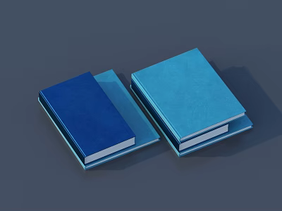 Two Blue Hardcover Books With Different Shades And Box Cases On Gray Background 3d model