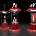 Coca-Cola Themed Art Installations With Red Display Stands Bear And Bottle Models 3d model