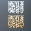 Elegant Silver And Gold Pleated Curtains With Decorative Design For Home