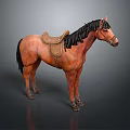 Brown Horse Figure With Leather Saddle And Dark Background