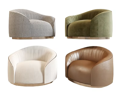Stylish Single Seater Sofa With Rounded Design Multiple Colors And Various Materials 3d model
