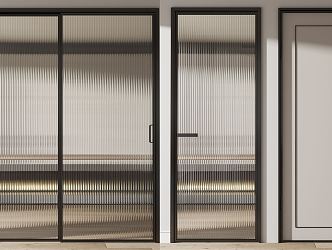 Modern swing door glass door single door 3d model