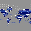 World Map Design With Blue Blocks And Interconnected Regional Labels 3d model