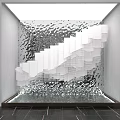Modern Textured Background Wall With Shiny Sculptural Design And White Frame 3d model