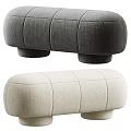 Gray and Beige Fabric Upholstered Sofa Bench With Sectional Tufted Design And Cylindrical Legs