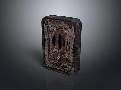 Vintage Rusty Metal Military Weapon Accessory Featuring Grill Panel And Control Knob 3d model