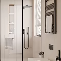 Sleek Modern Bathroom Interior With Glass Shower Vanity Mirror Toilet And Lighting