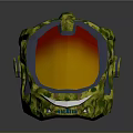 Futuristic Sci Fi Helmet Design With Green Yellow Mesh Patterns And Transparent Visor