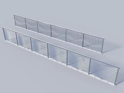 Modern Metal Railings With Wavy Vertical Bars For Balcony And Staircase 3d model